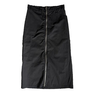 Zara Skirt Womens M Black Midi Cargo Pencil Zip Front High Waist Utility Pockets